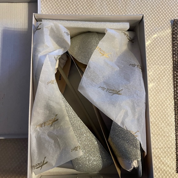 Benjamin Walk Womens Joy Silver Glitter Open Toe Slip On Pumps Shoes NWT - Picture 7 of 9